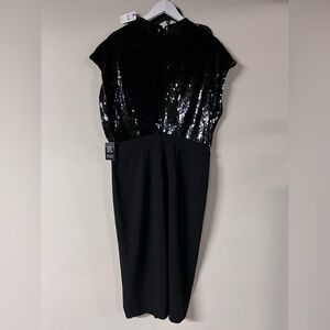 Express Black Sequin Midi Dress
